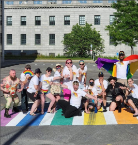 pride committee on crosswalk