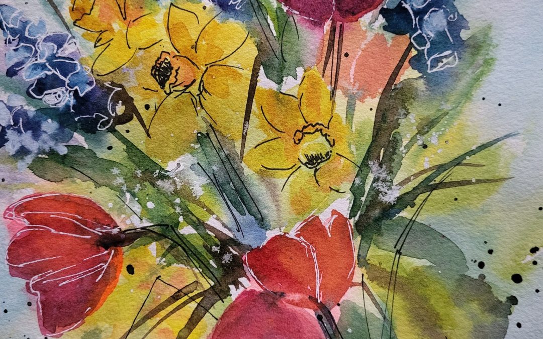 Spring Bouquet Watercolor for beginners
